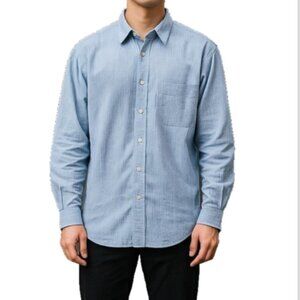 Michael Kors Men’s Dress Shirt 16.5 34/35 Blue White Stripe Regular Fit Pocket